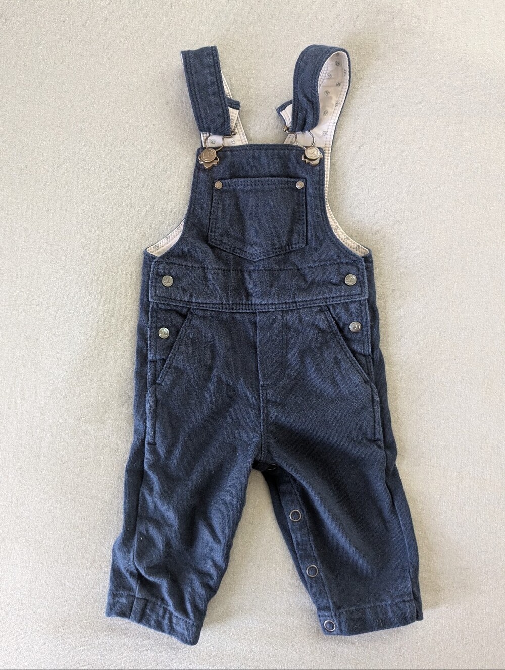 Petit Bateau Navy Blue Cotton Overalls - 3 Months